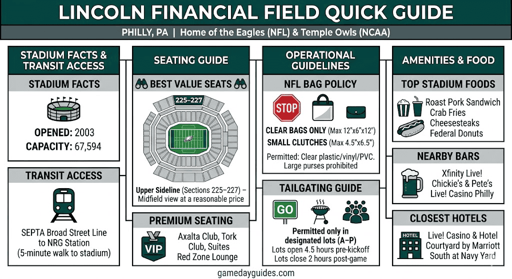 Lincoln Financial Field Seating Chart, Capacity & Parking 3 Lincoln Financial Field Quick Guide