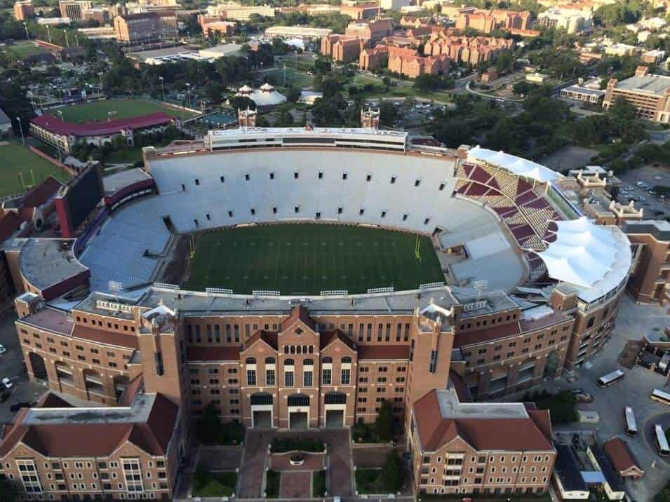 Aerial view of Doak Campbell Stadium at Florida State University.