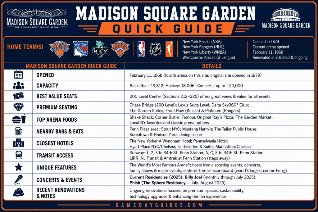 Madison Square Garden Quick Guide