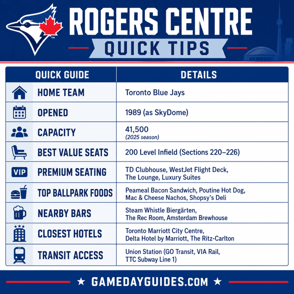 Rogers Centre in Toronto: Best Seats and Insider Tips for Blue Jays Games 3 Rogers Centre Quick Guide