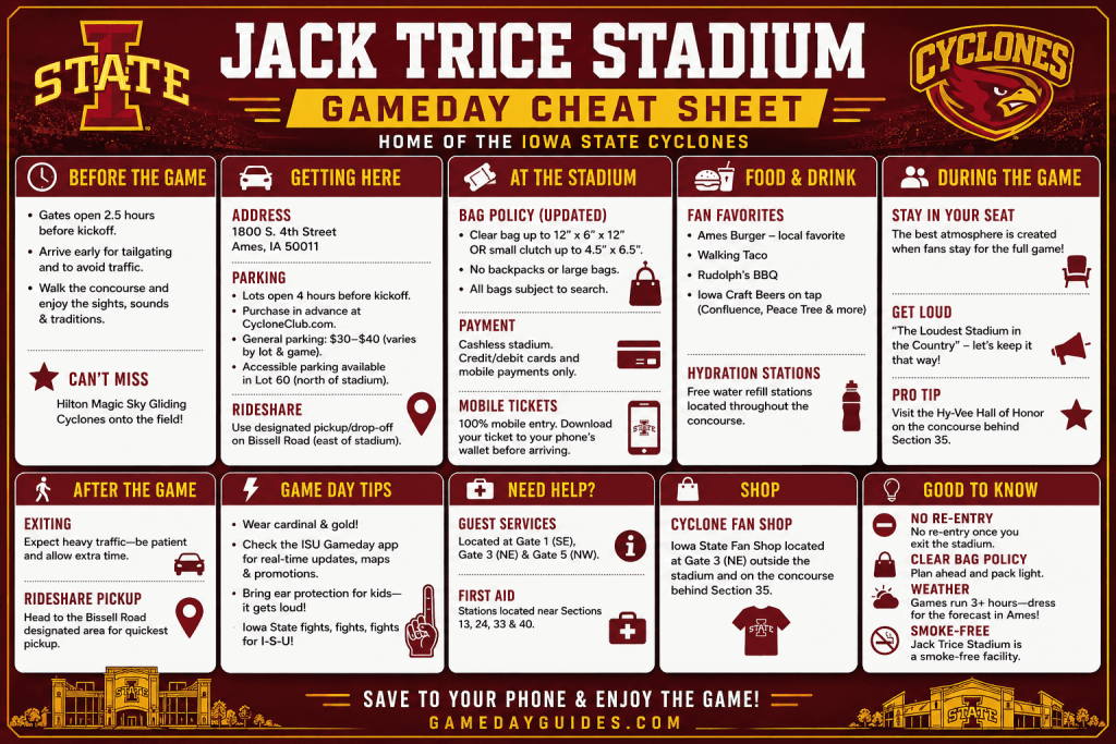 Jack Trice Stadium Gameday Cheat Sheet